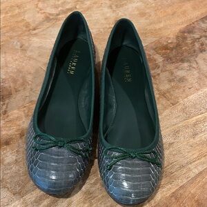 Lauren Ralph Lauren💕Sz 10 alligator skin💕Women's Green Ballet Flats